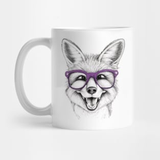 Smiling baby fox with glasses Mug